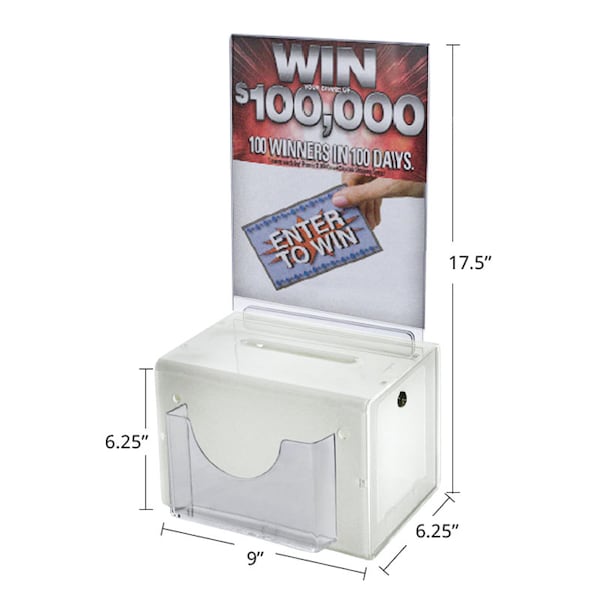 White Large Lottery Box W/ Pocket, Lock and Keys